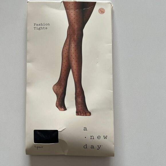 A New Day Women's Polka Dot Sheer Tights Black Size L/XL - Picture 3 of 6